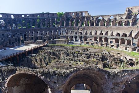 Ancient Colosseum Inside Rome Italy Built by VespacianResubmit--in response to comments from reviewer have further processed image to reduce noise, sharpen focus and adjust lighting.の写真素材