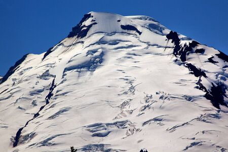 Mount Baker Snow Mountain From Artist Point Close Up White Glaciers Washington State Pacific Northwestの写真素材