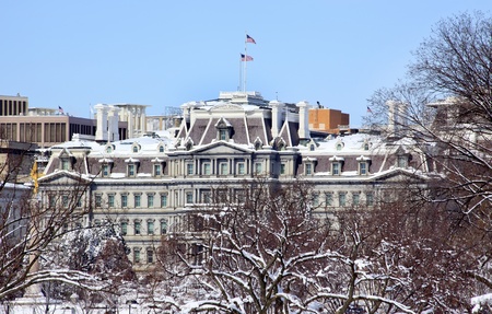 Old Executive Office Building Vice President Office After the Snow Constitution Avenue Washington DCの写真素材