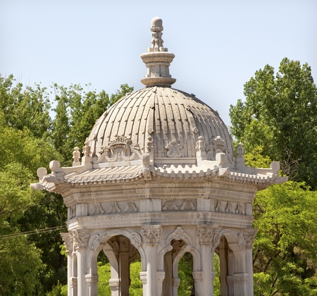 Ancient Stone Cupola Old Summer Palace Yuanming Yuan Beijing China  Old Summer Palace was destroyed by British and French Army in 1860 Second Opium War Dashuifa built in 1759 by Emperor Qianlongの写真素材