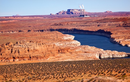 Navaho Generating Station Antelope Canyon Lake Powell Glen Canyon Recreation Area Page Arizonaの写真素材
