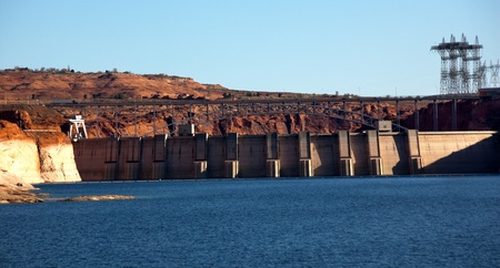Glen Canyon Dam Lake Powell Electric Power Towers Arizonaの写真素材