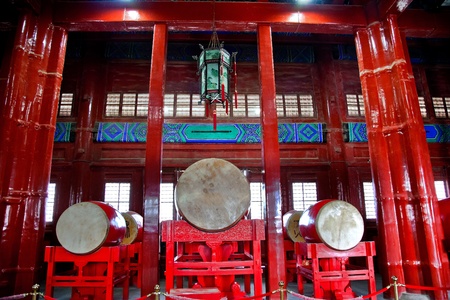 Ancient Chinese Drums Drum Tower, Beijing, Chinaの写真素材