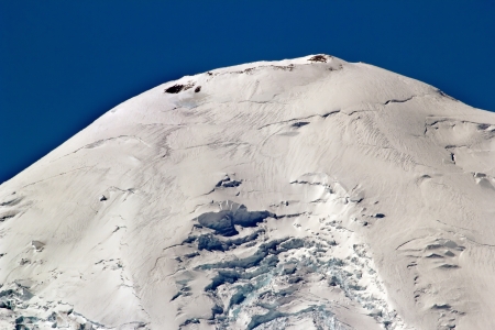 Mount Rainier Snow Mountain Glacier Close Up with Crater from Crystal Mountainの写真素材