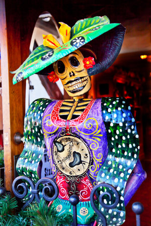 Mexican Christmas Dead Figure Decorations Old San Diego Town Californiaのeditorial素材