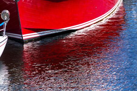 Red Sailboat Reflection, Gig Harbor, Pierce County, Puget Sound, Washington State Pacific Northwestの写真素材