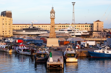Clock Tower in the Barcelona Harbor, Spain.  At one end of the La Rambla, the Clock Tower is in the Barcelona Harbor.の写真素材