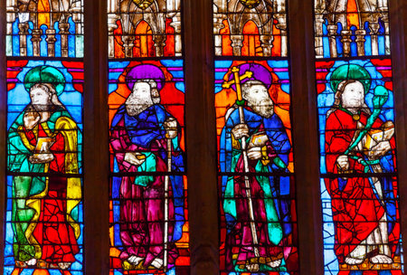 Disciples Stained Glass Seville Cathedral, Cathedral of Saint Mary of the See, Seville, Andalusia Spain   Built in the 1500s   Largest Gothic Cathedral in the World and Third Largest Church in the World   Burial Place of Christopher Columbus のeditorial素材