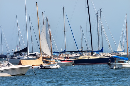 Catboat Sailing Through the Fleet Padnaram Harbor Boats Sailboats, Moorings, Motor Boats, Buzzards...