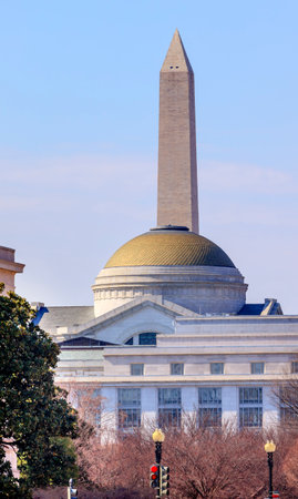 Washington Monument Green Dome Museum of Natural History Constitution Avenue Washington DCのeditorial素材