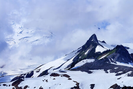 Mount Baker Under Clouds from Artist Point  Mount Baker Highway Snow Mountain Washington State Pacific Northwestの写真素材