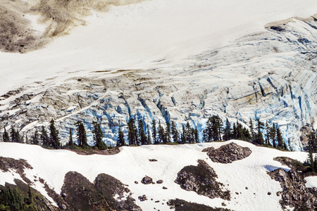 Mount Shuksan Glacier Evergreens Artist Point Mount Baker Highway Snow Mountain Washington State Pacific Northwestの写真素材