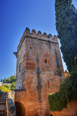 Alhambra Castle Tower Walls Granada Andalusia Spain  の写真素材