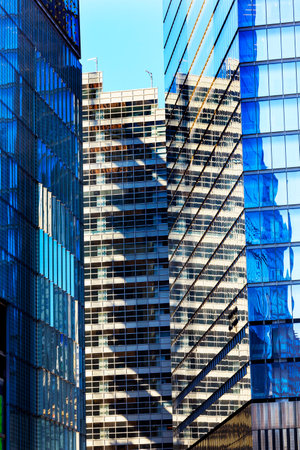 New World Trade Center Apartments Glass Buildings Abstract Skyscrapers Reflection New York City NY のeditorial素材