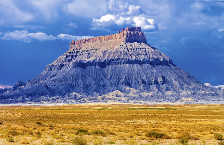 Storm Clouds Comimg Mesa San Rafael Desert Near Goblin Valley State Park Rock Canyon  Utah USA Southwest.の写真素材