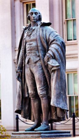 Albert Gallatin Statue US Treasury Department Washington DC Longest running US Treasurer 1801 to 1814 under Presidents Jefferson and Madison Also founded New York University.  Bronze Statue by James Earle Fraser.  Dedicated 1947.のeditorial素材