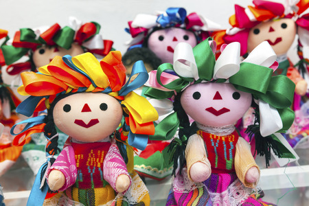 Colorful Lupita Dolls named after Guadalupe Mexico Souvenirsの写真素材