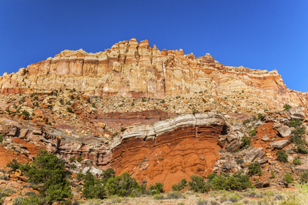 Capitol Reef Sandstone Mountain Scenic Drive Water Pocket Capitol Reef National Park Torrey Utahの写真素材