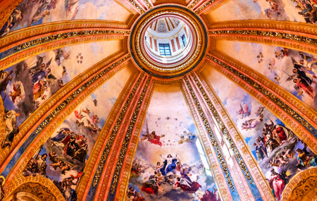 Dome Frescoes San Francisco el Grande Royal Basilica Madrid Spain. Basilica designed in the second half of 1700s completed by Francisco Sabatini.のeditorial素材