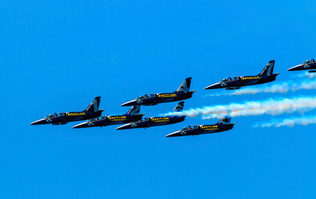 Breitlings Jets aiirplanes In Formation Fying Over Seattle Washington