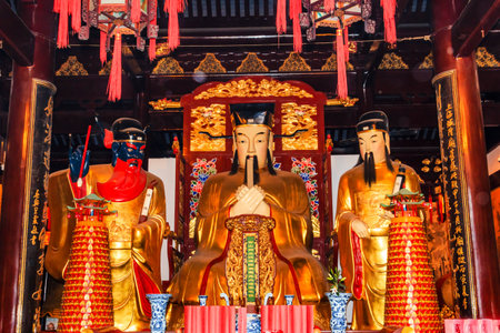 Taoist God Statues City God Temple Yueyuan Shanghai China Most famous Taoist temple in Shanghai