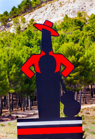 Famous Tio Pepe Sherry Adverising Sign Cordoba Spain.  Guitar flamenco player Famous advertising seen throughout Spainのeditorial素材