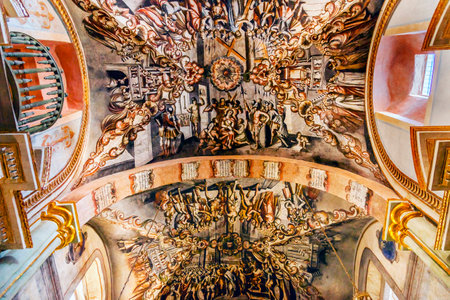 Frescoes Sanctuary of Jesus Atotonilco Mexico. Built in the 1700s known as the Sistene Chapel of Mexico with Frescoes of Jesus Stories.  Frescoes by Miguel Antonio Matinez between 1740 and 1775.のeditorial素材