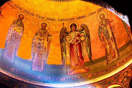 Angel Saints Dome Crusader Church of the Holy Sepulchre Jerusalem Israel.  Church expanded in 1114...