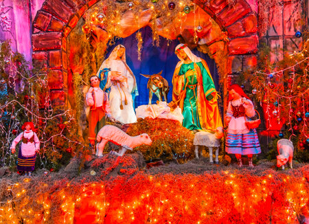 Basilica Christmas Creche, Convent Immaculate Conception The Nuns San Miguel de Allende, Mexico. Convent of Immaculate Conception was created in 1754.のeditorial素材
