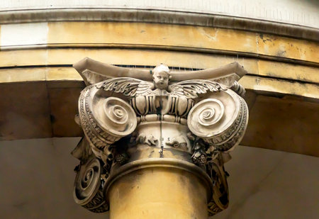 Stone Angel Column All Souls Langham Place Anglican Church West End London England.  All Souls Church was created by famous London architect John Nash in the 1820s.  All Souls church is a Church of England, Anglican, church.のeditorial素材