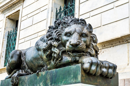 Sad Lion Closed Cochran Gallery of Art Washington DC.  Cochran was the largest private art gallery in Washington DC. Created 1890 and closed in 2014 becasue of financial problemsのeditorial素材