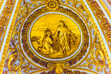 Golden Christ Peter Above Altar below Dome Saint Peter's Basilica Vatican Rome Italy.  Dome built in 1600s over altar and St. Peter's tombのeditorial素材