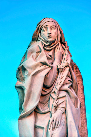 Saint Catherine Siena Statue Castel Sant Angelo Rome Italy. 14th Century Saint, considered co-saint of Italy with Saint Francis, Christian mystic. Statue created 1961 by Francesco Messina.のeditorial素材