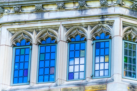 Multicolored Blue Window Yale University New Haven Connecticut.