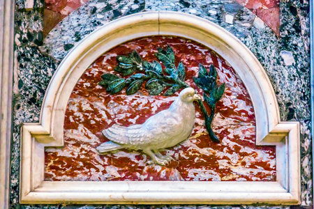 Saint Peter's Basilica Marble Dove Holy Spirit Vatican Rome Italy.  Vatican built in the 1500s and 1600s over St. Peter's tombのeditorial素材