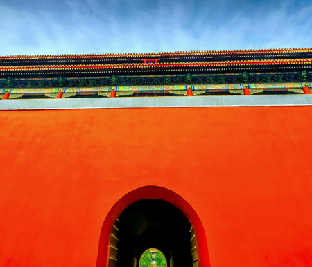 Duanmen Upright Gate Gugong Forbidden City Palace Wall Beijing China. Emperor's Palace Built in the 1600s in the Ming Dynastyのeditorial素材