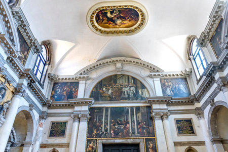 Santa Maria Giglio Zobenigo Church Basilica Paintngs Venice Italy. Founded in the 9th Century Rebuilt in 1600s.  のeditorial素材