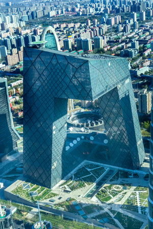 CCTV Pants Building China World Trade Center Towers Skyscrapers Guamao Centrall Business District Beijing Chinaのeditorial素材