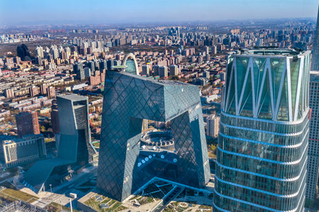 China World Trade Center Towers Skyscrapers CCTV Pants Building Guamao Centrall Business District Beijing Chinaのeditorial素材