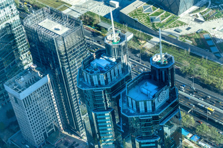 Guomao District Cityscape Office Towers Apartments Beijing Chinaのeditorial素材