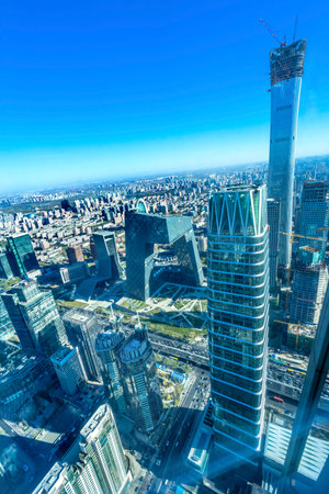 China World Trade Center Z15  Towers Skyscrapers CCTV Pants Building Guamao Centrall Business District Beijing Chinaのeditorial素材