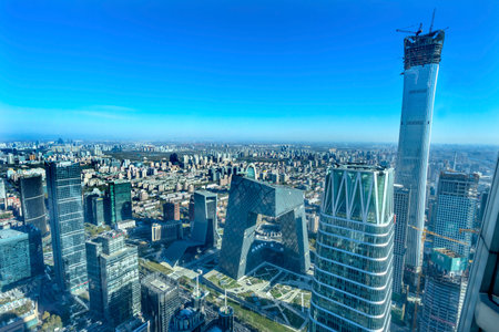 China World Trade Center Z15  Towers Skyscrapers CCTV Pants Building Guamao Centrall Business District Beijing Chinaのeditorial素材