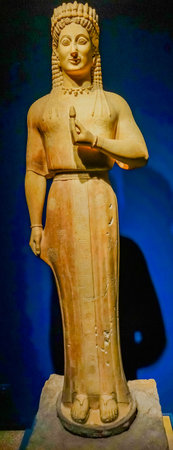 Female Kourus Grave Protector Statue National Archaeological Museum Athens Greece. From 540-530 BC