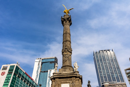 Independence Angel Monument Mexico City Mexico. Built in 1910 celebrating war in early 1800s leading to Independence 1821のeditorial素材