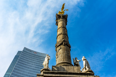 Peace Hidalgo Statues Independence Angel Monument Mexico City Mexico. Built in 1910 celebrating war in early 1800s leading to Independence 1821のeditorial素材