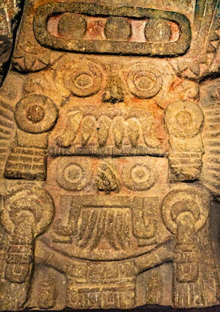 Ancient Aztec God Stone Statue Templo Mayor Mexico City Mexico. Great Aztec Temple created from 1325...