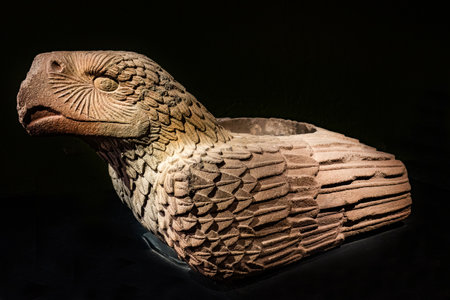 Ancient Aztec Eagle Stone Statue Templo Mayor Mexico City Mexico. created from 1325 to 1521のeditorial素材