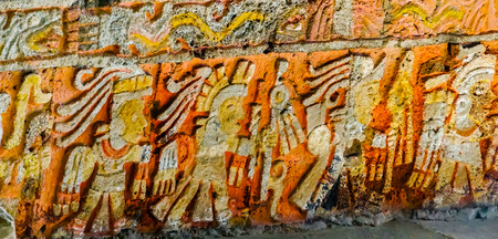 Ancient Carvings Aztec Eagle Warriors Palace Templo Mayor Mexico City Mexico. Great Aztec Temple...