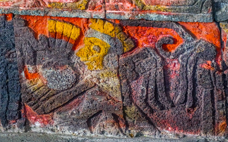 Ancient Carvings Aztec Eagle Warriors Palace Templo Mayor Mexico City Mexico. Great Aztec Temple...