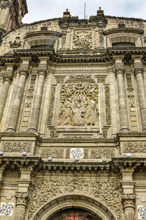 Facade Santo Domingo Church Mexico City Mexico. Church first built in the 1500s.の写真素材